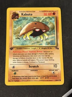 Pokemon 1999 Fossil 1st Edition Kabuto 50/62 MP - Image 1