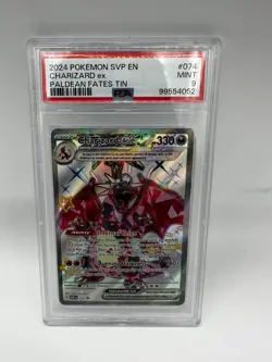 PSA 9 MINT Charizard Ex Paldean Fates Tin Promo Holo Pokemon SVP 074 - Image 1