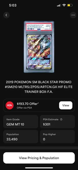 Moltres Zapdos Articuno GX PSA 10 GEM MINT - Pokemon Tag Team Promo - Legendary - Image 3