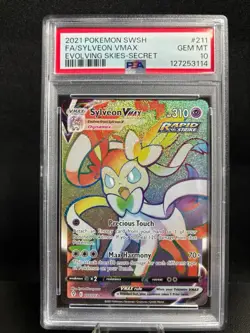 2021 Pokemon Sylveon VMAX TCG Rainbow Secret Rare Card 211/203 Tag 10 - Image 1