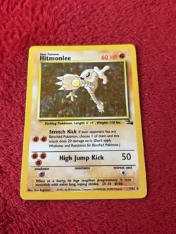 Hitmonlee 7/62 Fossil Holo Wotc Pokemon Card 1999 Played - Image 1