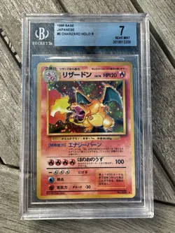 1996 Pokemon Japanese Base Set - CHARIZARD HOLO RARE Card #006 - PSA 7 Near MINT - Image 1