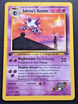 1st Edition Sabrina's Haunter 55/132 Gym Challenge Pokemon Card Rare LP - Image 1