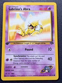 1st Edition Sabrina's Abra 93/132 Gym Challenge Pokemon Card Rare Near Mint - Image 1