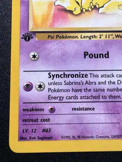 1st Edition Sabrina's Abra 93/132 Gym Challenge Pokemon Card Rare Near Mint - Image 5