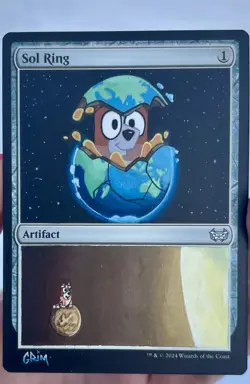 MTG Sol Ring Hand-Painted Alter by Grim Alters - Bluey - Bingo Sleepytime - Image 1