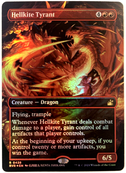 MTG Hellkite Tyrant ANIME BORDERLESS FOIL Ravnica Remastered 428 NM - Image 1