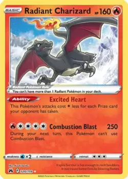 NM-Mint Radiant Charizard - 020/159 - Radiant Rare Pokemon Crown Zenith - Image 1