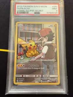 2019 Pokemon Pikachu Full Art Cosmic Eclipse Secret #241 PSA Mint 9 - Image 1