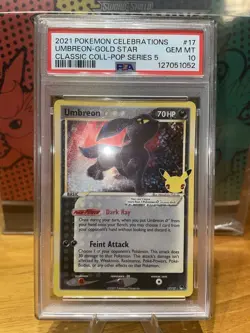 Umbreon Gold Star #17/17 - PSA 10 Gem Mint - Pokemon Celebrations Pop Series - Image 1