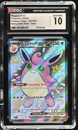 2024 Pokemon Paldean Fates Wigglytuff Ex #222 Shiny Ultra Rare CGC 10 - Image 1