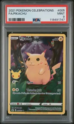 2021 POKEMON CELEBRATIONS 005 FULL ART/PIKACHU PSA 9 MINT - Image 1