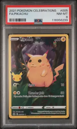 Pokemon 2021 Celebrations Pikachu Full Art #005/025 PSA 8 NM-MT - Image 1