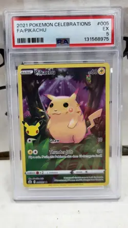 2021 PIKACHU FULL ART 25TH CELEBRATIONS POKEMON TCG PSA 5 EX #005 - Image 2