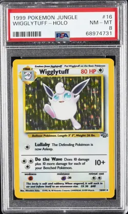 1999 POKEMON JUNGLE #16 WIGGLYTUFF-HOLO PSA 8 - Image 1