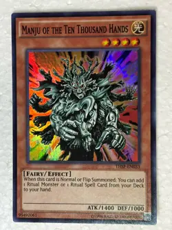 YuGiOh Manju of the Ten Thousand Hands Earth Effect Super Rare THSF-EN033 NM - Image 1
