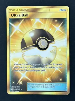 Pokemon Card - Sun Moon Base Ultra Ball Golden Secret Rare 161/149 - LP - Image 1
