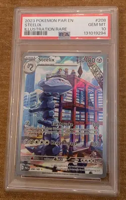 Steelix Illustration Rare Pokemon Card PSA 10 Paradox Rift 208/182 - Image 1