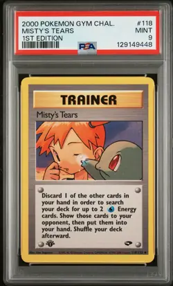MISTY’S TEARS 118 PSA 9 FIRST EDITION GYM CHALLENGE POKEMON CARD ENGLISH - Image 1