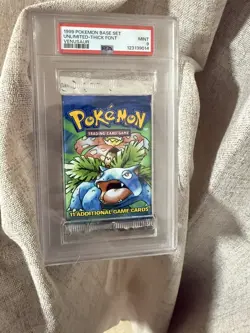 1999 Pokemon WOTC Base Set Sealed Booster Pack Venusaur Thick Font PSA 9 MINT - Image 1