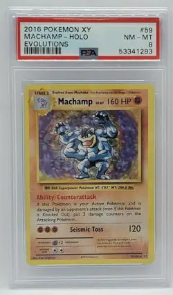 2016 Pokemon XY Evolutions Holo #59 - PSA NM MT 8 - MACHAMP - Image 1