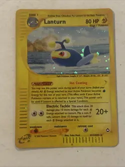 Pokemon TCG WOTC Card Lanturn Aquapolis Set Holo Foil #H15/H32 LP - Image 1