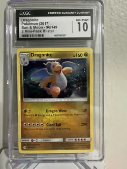 Pokemon Graded Card- 2017 Dragonite 96/149 Holo Rare Sun & Moon CGC Gem Mint 10 - Image 1