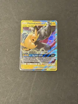 Pokemon Pikachu & Zekrom GX TCG Sun & Moon Holo Ultra Rare Card 33/181 SO SHARP - Image 1