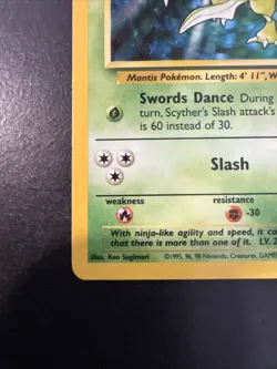 Pokemon TCG Jungle Scyther Holo Rare Card 10/64 No Symbol Error, Misprint - Image 2