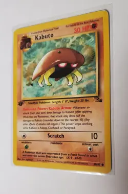Pokemon TCG Kabuto Fossil 1st Edition Common Card 50/62 Regular LP - Image 1