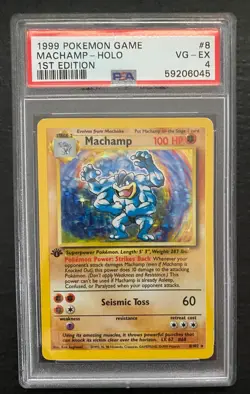 Pokemon PSA 4 Machamp 1st Ed Edition 8/102 Base Set Holo 1999 Vintage WOTC - Image 1
