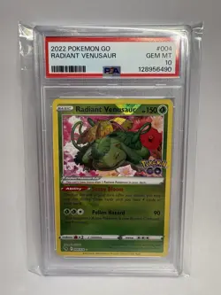 Pokemon Go Radiant Venusaur 2022 PSA Gem MT 10 #004/078 - Image 1
