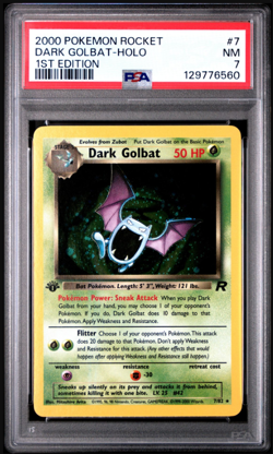POKEMON DARK GOLBAT PSA 7 1ST EDITION TEAM ROCKET HOLO #7 2000 - Image 1