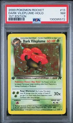 2000 Pokemon Rocket DARK VILEPLUME HOLO 1st Edition 13/82 PSA 7 NM SWIRL Fresh! - Image 1