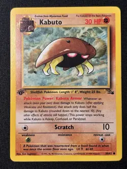 Kabuto 50/62 1st Edition Regular Non Holo WoTC Pokemon Fossil Set LP English - Image 1