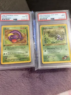Pokemon 1st Edition Ekans & Koga’s Ekans PSA 10 & 9 Fossil/Gym Challenge - Image 1