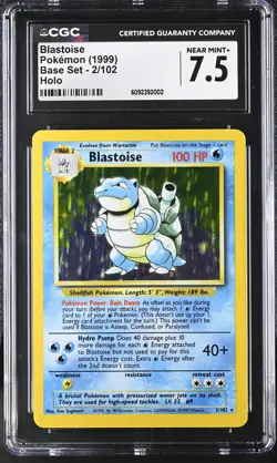 CGC 7.5 Blastoise 1999 Base Set 2/102 Holo Pokemon Card - Image 1
