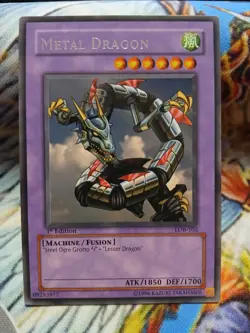 Yugioh Metal Dragon Rare LOB-102 1st Edition Lightly Played - Image 1
