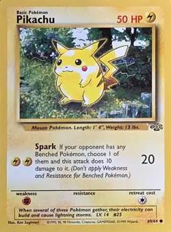 Pikachu 1995 Pokemon Card 60/64 Red Cheeks Jungle Set 50HP Vintage - Image 2