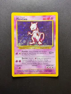 Pokemon Mewtwo 10/102 Base Set Rare Holo Unlimited WOTC TCG Card - Image 1