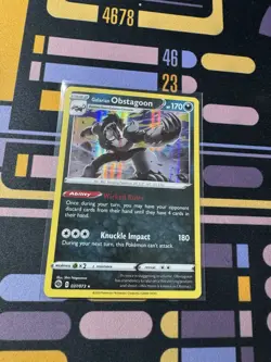 Pokemon Galarian Obstagoon Holo Rare Card 037/073 Champion's Path - Image 1