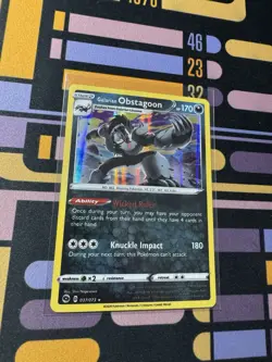 Pokemon Galarian Obstagoon Holo Rare Card 037/073 Champion's Path - Image 3