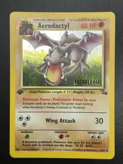 AERODACTYL Prerelease Pokemon Card - WOTC - 1st Edition Fossil 1/62 HOLO NM (B) - Image 1