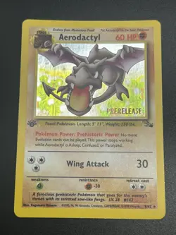 AERODACTYL Prerelease Pokemon Card - WOTC - 1st Edition Fossil 1/62 HOLO NM (B) - Image 2