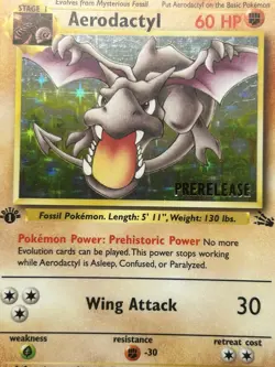 AERODACTYL Prerelease Pokemon Card - WOTC - 1st Edition Fossil 1/62 HOLO NM (B) - Image 5