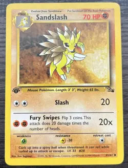 1st Edition Sandslash 41/62 Pokemon TCG WOTC Base Set Fossil LP - Image 1