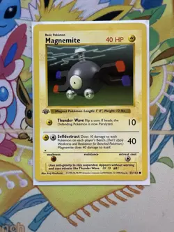 1st Edition Shadowless Magnemite 53/102 Pokemon Base Set WOTC MP - Image 1