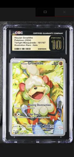 CGC 10 PRISTINE Hisuian Growlithe 181/167 Illus Rare Twilight Masquerade Pokemon - Image 1
