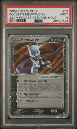 2004 POKEMON EX TEAM ROCKET RETURNS #99 ROCKET'S MEWTWO EX-HOLO PSA 9 - Image 1
