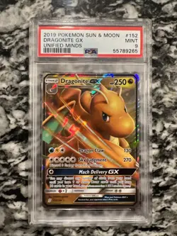 Pokemon TCG Dragonite GX 152/236 Ultra Rare Holo PSA 9 Cosmic Eclipse - Image 1